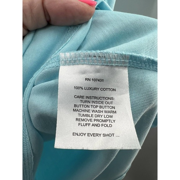 Linksoul Men’s Short Sleeve Luxury Cotton Knit Aqua Blue Polo Size XL Pockets​ - Picture 6 of 7